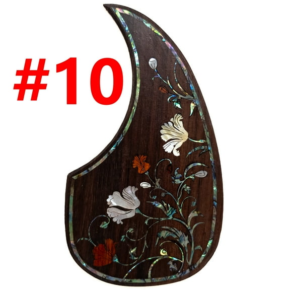 Acoustic Guitar Pickguard Solid Wood Pick Guard Anti-scrape Plate Inlaid Abalone Flower Self-adhesive for Martin D-54 Acoustic Guitar