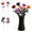 A001- Black, variant on Halloween Skeleton Decorations, Gothic Halloween Decor, Halloween Party Decorations, Halloween Decorations for Home, 5 Pack Orange Skeleton Hand Fake Rose Pick with Black Leaves,