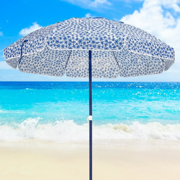 7 ft. Deluxe Beach Umbrella, Blue Flowers