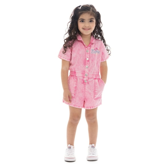 Barnie Toddler Girls Western Cotton Graphic Print Twill Romper, Sizes 12M-5T