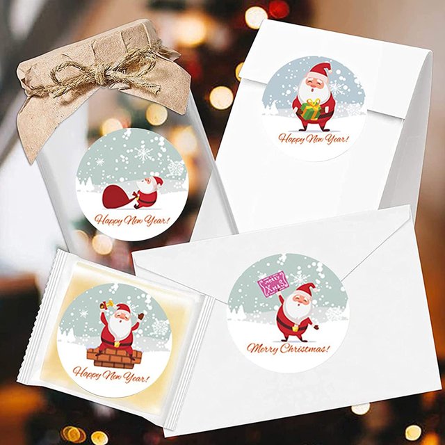 500Pcs Christmas Gift Decor Stickers Christmas Gift Seals Stickers Adhesive Labels Stickers for Christmas Gifts Packaging Decorations