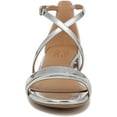 thumbnail image 3 of Naturalizer Womens June Strappy Low Block Heel Dress Sandal Silver Leather 8M, 3 of 5