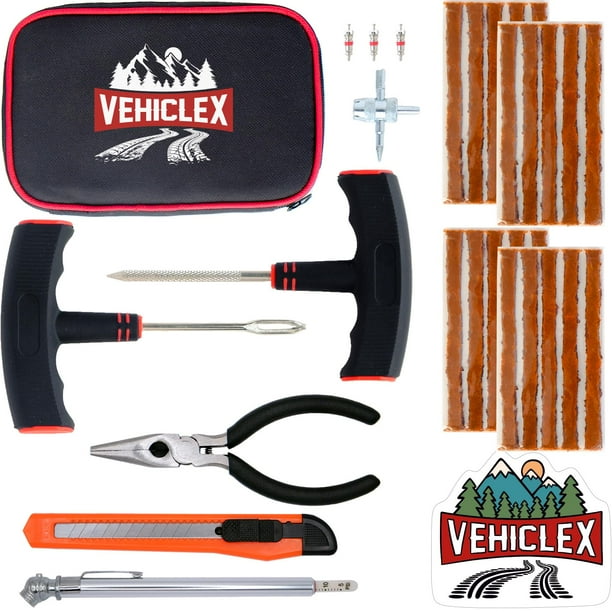 Kit de reparación de neumáticos Vehiclex, 30 unidades, con alicates para coche y moto