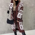 thumbnail image 4 of 2022 Women Rhombus Knit Pattern Elegant Loose Long Outerwear Maxi Y2k Sweater Coat Fall Winter Knitted Cardigan Warm Soft Jacket, 4 of 5