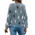 thumbnail image 3 of FASHIONWT Women Business Boho Long Sleeve V-Neck Blouse Hawaiian Graphic Lantern Shirts, 3 of 4