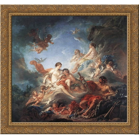 - Vulcan Presenting Venus with Arms for Aeneas 21x20 Gold Ornate Wood Framed Canvas Art by Boucher, Francois