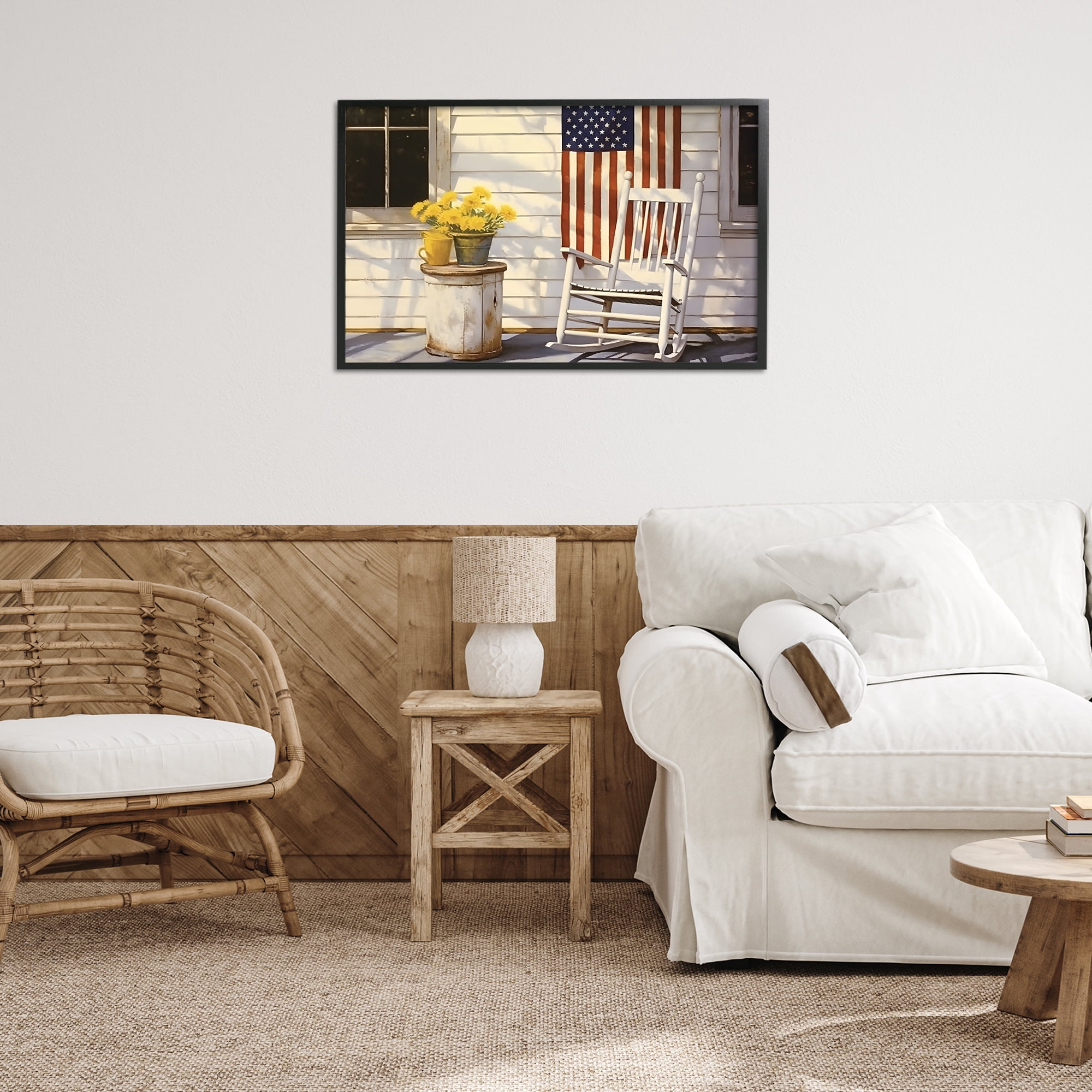 Stupell Industries Americana Deco Scene Travel & Places Painting Black Framed Art Print Wall Art, 30 x 20