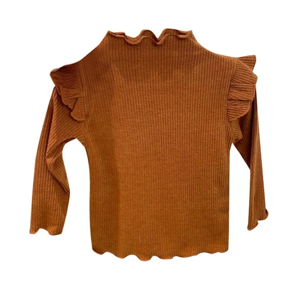 Hjtefg Baby Girls Long Sleeve Blouse - Solid Color Stretchy Knit Top, Soft Breathable Toddler Shirt,Color: Yellow Size: 4-5 Years