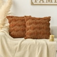 thumbnail image 3 of Sm:)e Fall Pumpkin Plush Faux Fur Jacquard Throw Pillow Cover 20x20 Inch, Set of 2 Silky Soft Seasonal Cushion Case for Sofa Couch Caramel, 3 of 6