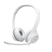 Logitech H390 Wired Headset for PC/Laptop, Stereo Headphones with Noise Cancelling Microphone, USB-A, In-Line Controls, White