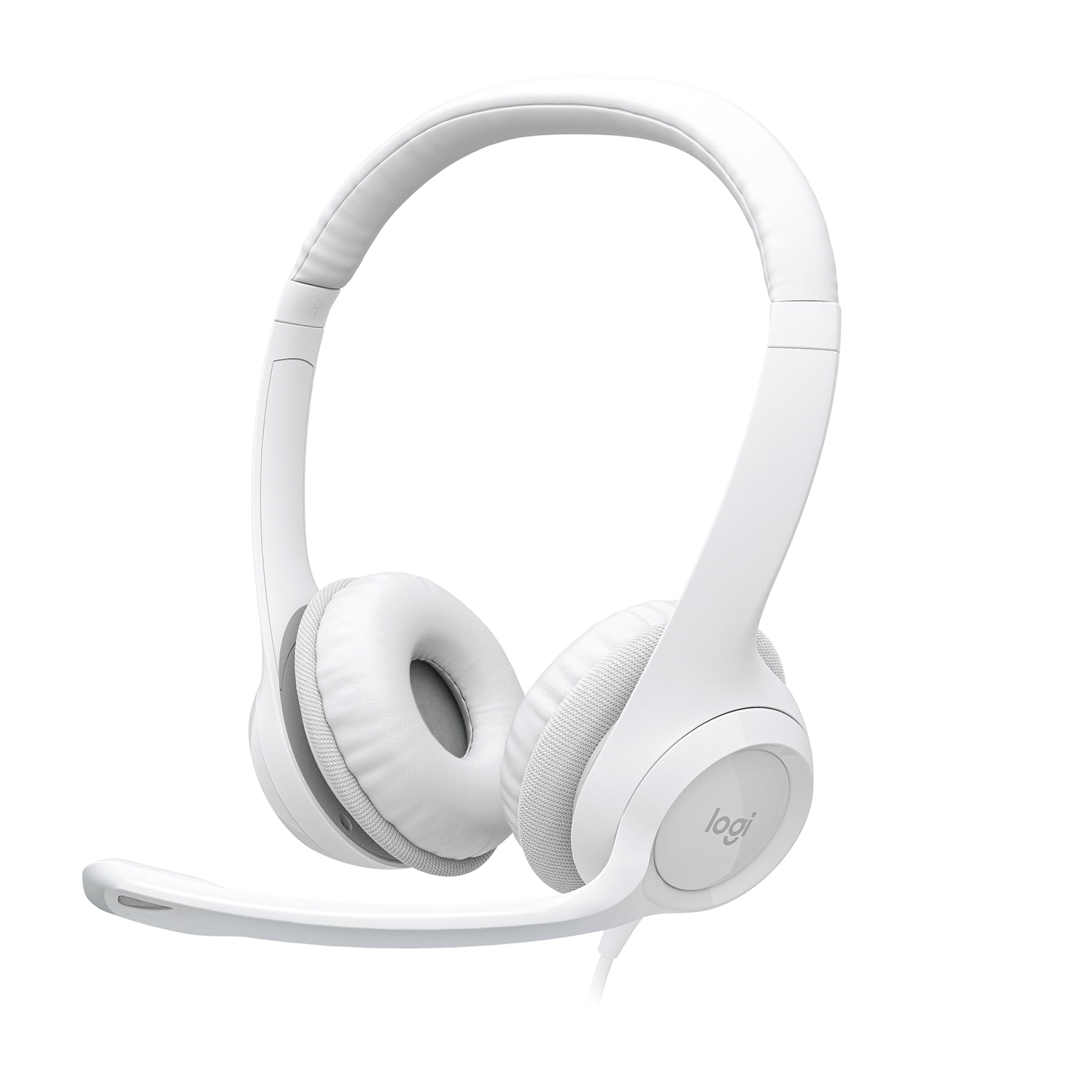 Logitech H390 Wired Headset for PC/Laptop, Stereo Headphones with Noise Cancelling Microphone, USB-A, In-Line Controls, White