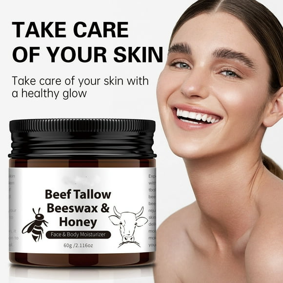 TechWave Beef Tallow And Moisturizer For Face & Body Natural Moisturizer Skin Care Hydrating Soothing Moisturizing Beef Tallow Shea after Shower Hair Products Bath Spa Hand Food Great Head Facial