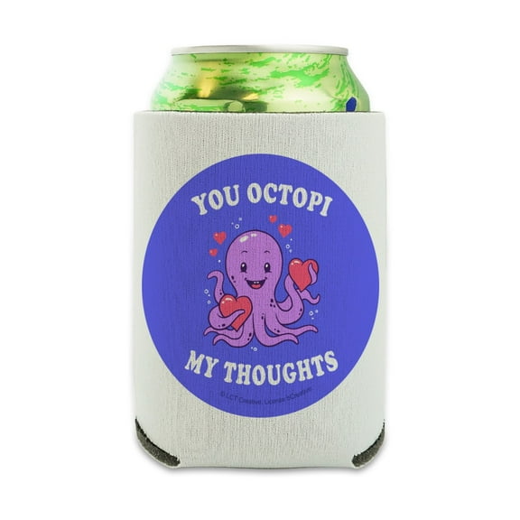 You Octopi My Thoughts Occupy Octopus Funny Humor Can Cooler - Drink Sleeve Hugger Collapsible Insulator - Beverage Insulated Holder