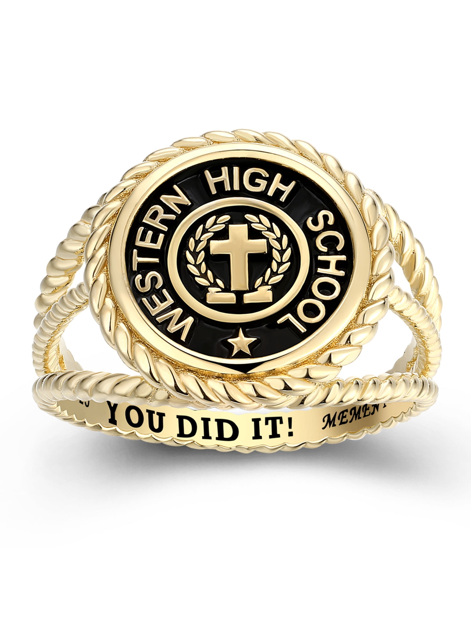 Mementos PJM Custom Women's Class Rings Sterling Silver for High School College-Gold-Signet