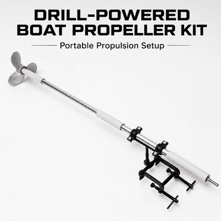 Drill‑Operated Boat Thruster 100cm, Hand‑Driven Propeller Unit, Clamp‑Mount Trolling Drive for Kayaks & Small Boats