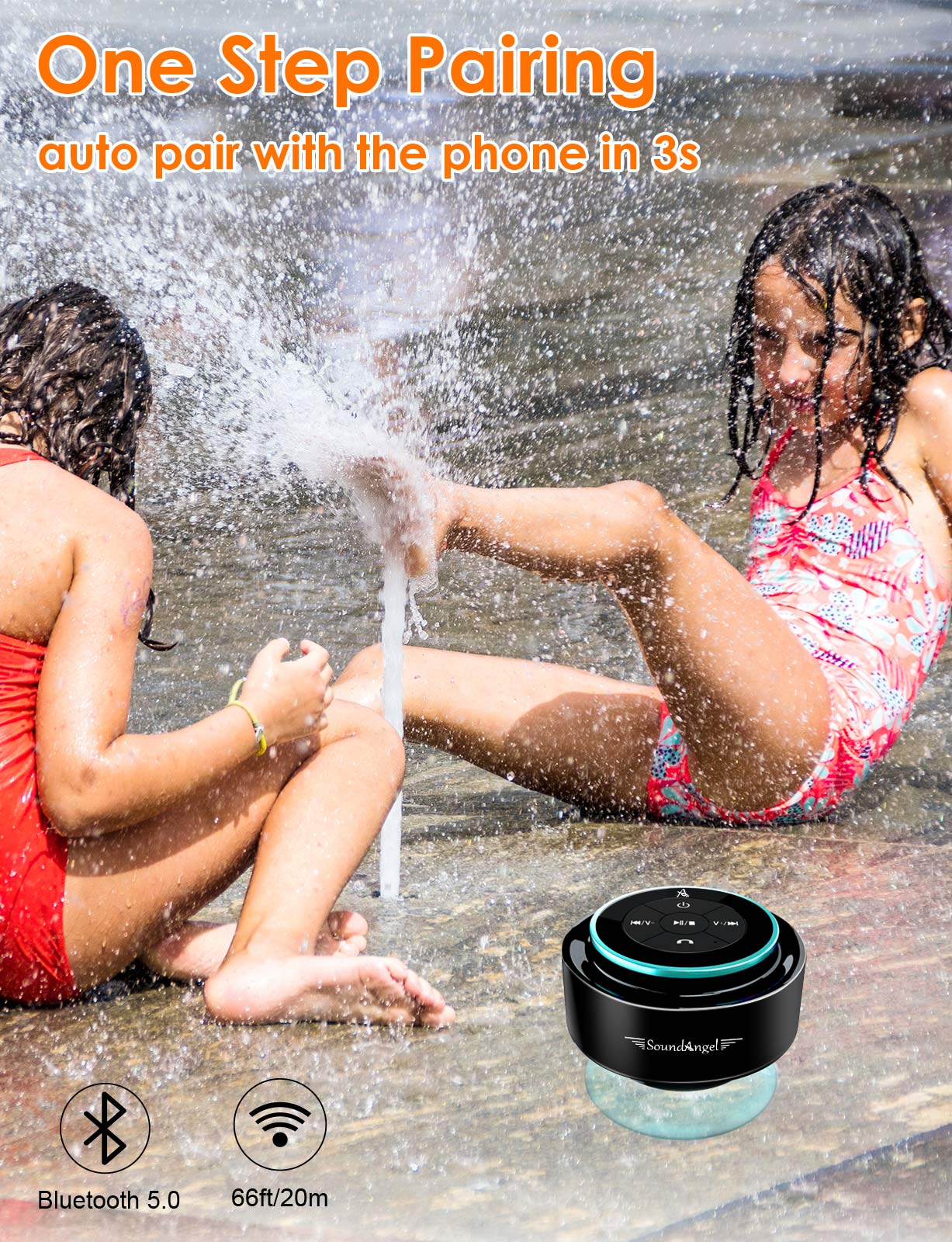 XLeader SoundAngel Mate - Premium 5W Bluetooth Shower Speaker IPX7 Waterproof Speaker with Suction Cup, 3D Crystal Sound & Bass, Perfect Mini Wireless Speakers for iPhone Pool Bathroom Gift-Blue - image 3 of 7