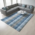 thumbnail image 2 of HomeRoots 676457 9 x 12 ft. Denim Blue, Gray & Beige Plaid Washable Machine Made Rectangle Area Rug with UV Protection, 2 of 9