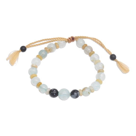 NOVICA Multi-gemstone beaded bracelet, 'Clear Waves'