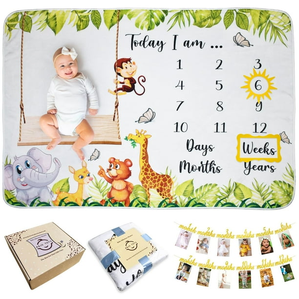 Cartel fotográfico Monthly Milestone Blanket A&JS Tots Baby, 60 x 40 +1 año