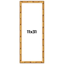 11x31 Frame Gold Bamboo Solid Wood Picture Frame | 1 Inch Moulding Width | Interior Frame Depth
