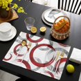 thumbnail image 3 of Red Grey Placemats Set of 12, Geometric Circle Modern Abstract Simple Art Placemats for Dining Table, Place Mats for Kitchen Tabletop, Waterproof Wipeable Dining Table Mats Set, 3 of 9