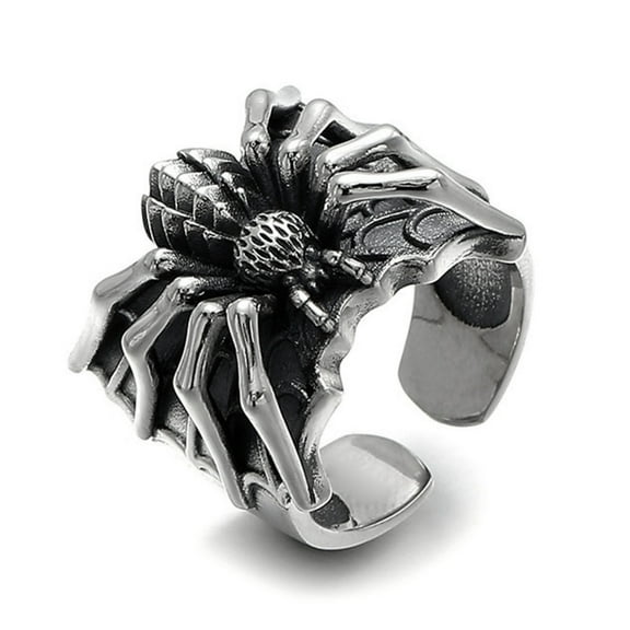 ROCKROK Mens Gothic Spiders Rings Punk Style Adjustable Finger Rings Jewelry