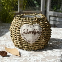 BCZHQQ Flower Girl Baskets,Flowers Bouquet Silk Petals White Ribbon for Wedding,Woven Storage Basket with Handle,Rustic Decorative Flower Basket,Green,Summer Saving Clearance