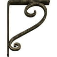 thumbnail image 2 of Ekena Millwork 2"W x 7 1/2"D x 10"H Edwards Wrought Iron Bracket, (Triple center brace), Antiqued Pale Gold, 2 of 10