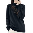 thumbnail image 2 of Aueoeo Fall Sweater, Sweater Dress For Women Solid Color Rhinestone Half High Neck Knitted Base Sweater Sweater Sweaters For Teens, 2 of 4