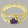 thumbnail image 4 of LBG British Made Traditional 14k Yellow Gold Ring with Natural Amethyst & Cubic Zirconia Womens Promise Ring - 33 size options - Size 4.25, 4 of 7