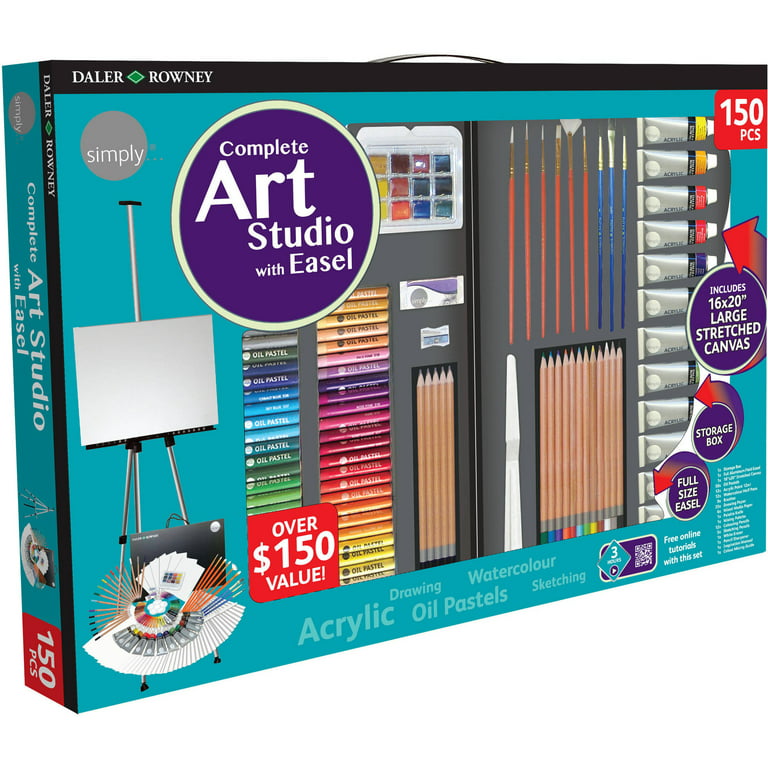 Daler-Rowney Complete Art Set With Carrying Case Color Guide & Easel 111  Pcs for sale online