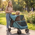 thumbnail image 2 of PawHut Dog Stroller Easy Fold Pet Stroller for Large Dogs Turquoise, 2 of 10