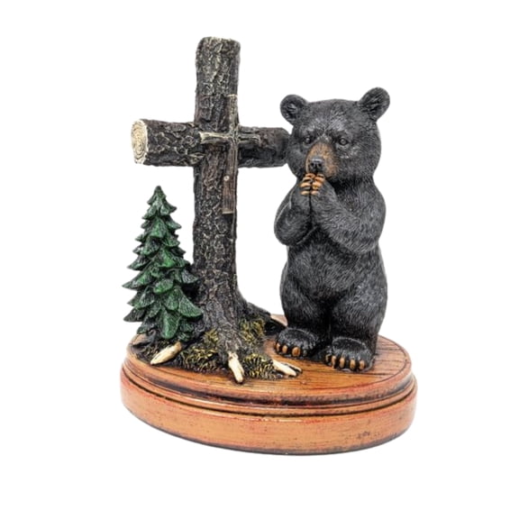 Rustic Praying Bear by Cross – Resin Standing Bear by Cross – Ideal for Cabin and Lodge Woodland Décor