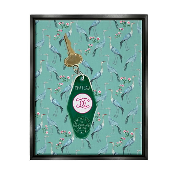 Stupell Industries Heron Patterned Glam Key Beauty & Fashion Painting Black Floater Framed Canvas Art Print Wall Art, 17 x 21