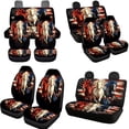 thumbnail image 3 of Uorisanigo American Flag Horse 10 Pack Car Seat Covers Sets with Cars Seat Belt Cover and Water Cup Coaster and Steering Wheel Cover Keychains Soft Easy to Instal Elastic Fabrics for Car SUV, 3 of 7