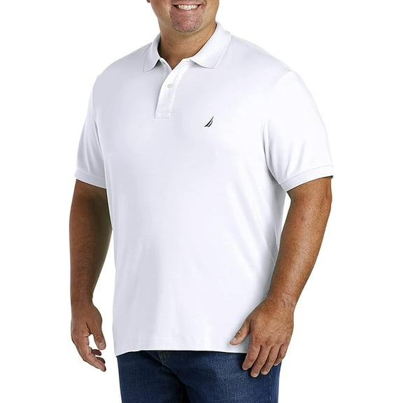 Nautica Men's Classic Fit Short Sleeve Solid Soft Cotton Polo Shirt, Bright White, Medium
