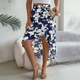 thumbnail image 6 of Women's Long Skirts Floral Elastic High Waist Asymmetrical Hem Skirt, 6 of 9