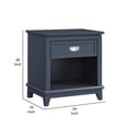 thumbnail image 5 of Sely Nightstand- 1 Drawer w Open Cubby- Navy Blue Wood- Ring Handle, 5 of 6