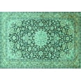 thumbnail image 1 of Ahgly Company Indoor Rectangle Medallion Turquoise Blue Traditional Area Rugs, 5' x 8', 1 of 4