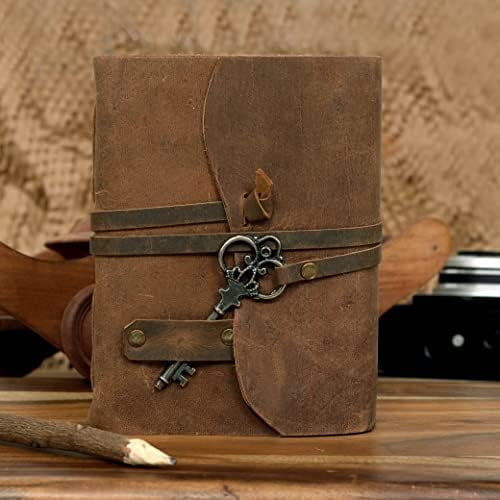 Leather Journal for Women Men, Deckle Edge Paper Leather Notebook of 180 GSM, Book of Shadows Journal Blank, Leather Bound Journal diary (Vintage Brown)
