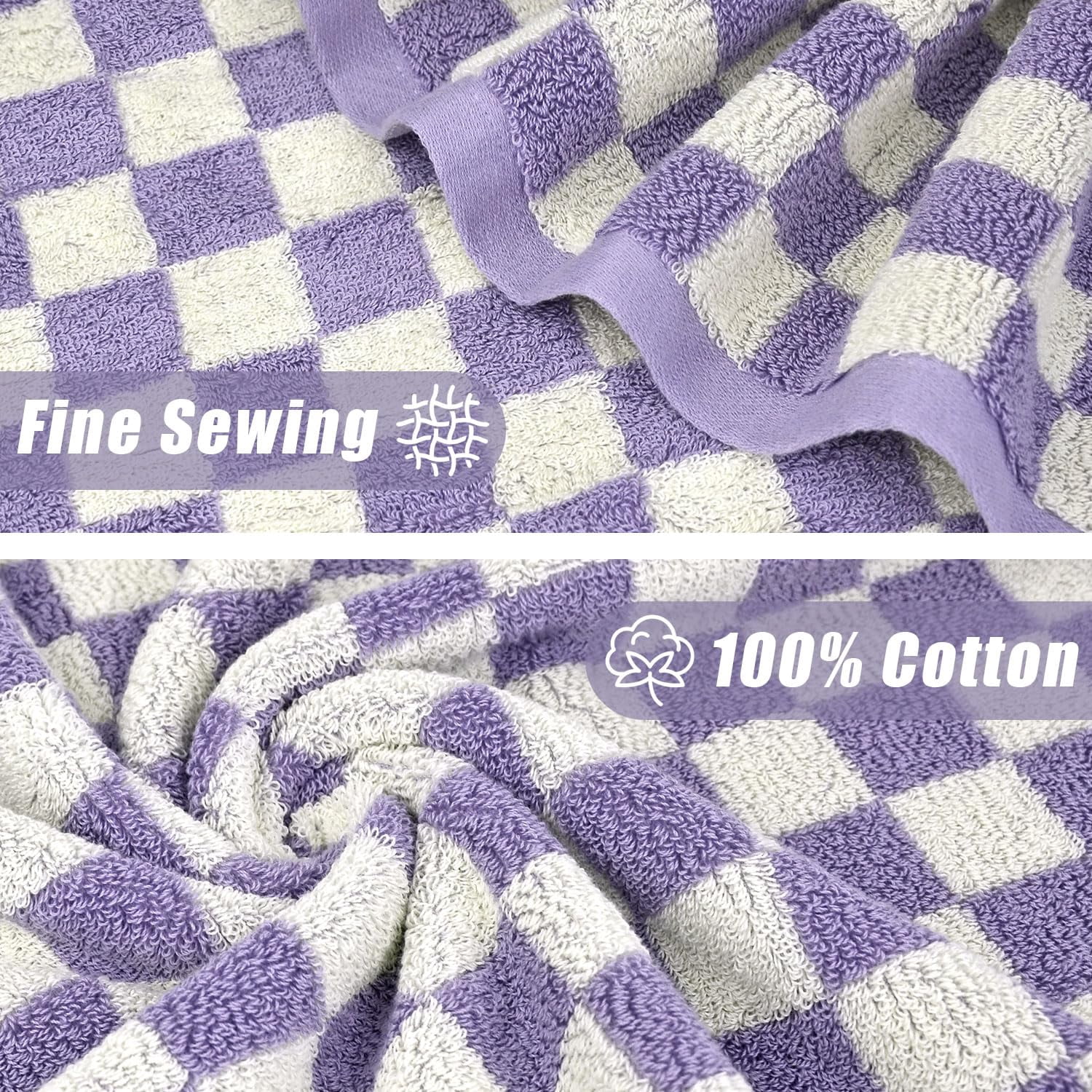 8-Piece Towel Set: Includes 2 large bath towels (27.5"x55"), 2 versatile hand towels (13"x29"), and 4 washcloths (13"x13"), providing all the essentials for bathroom, guest rooms, dorms, or travel