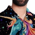 thumbnail image 5 of Starry Unicorn Men's Short Sleeve Hawaiian Beach Shirt Casual Printed Button Down Summer Unisex Casual Shirt, 5 of 6