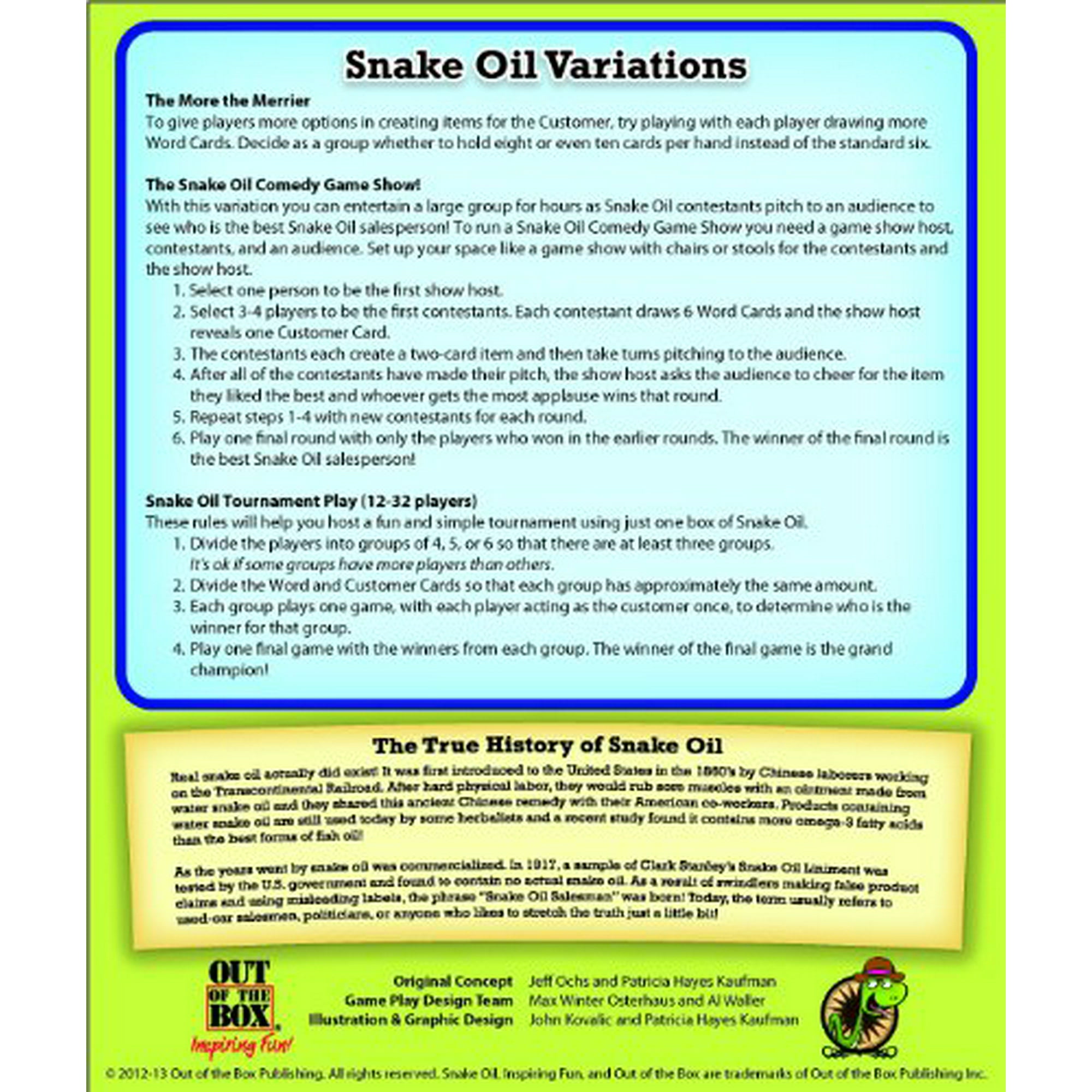 Snake Oil Card Game (Discontinued by manufacturer) | Walmart Canada