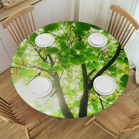 

Patifu Leaves Sunlight Round Tablecloth Stain-Resistant Washable Indoor Outdoor Table Cloth for Restaurants Weddings Parties Home Decor 46 -50
