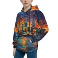 thumbnail image 2 of Rateoe Neon Shanghai Cityscape Night Pattern Boys Hoodie, Youth Pullover Hooded Sweatshirt, Kangaroo Pocket Hoodie for Kids-Large, 2 of 6