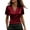 Red, variant on Women's Satin Silk Shirt V Neck Short Sleeve Wrap Elegant Blouses Casual Office Work Tops Dressy Rose Gold XXL