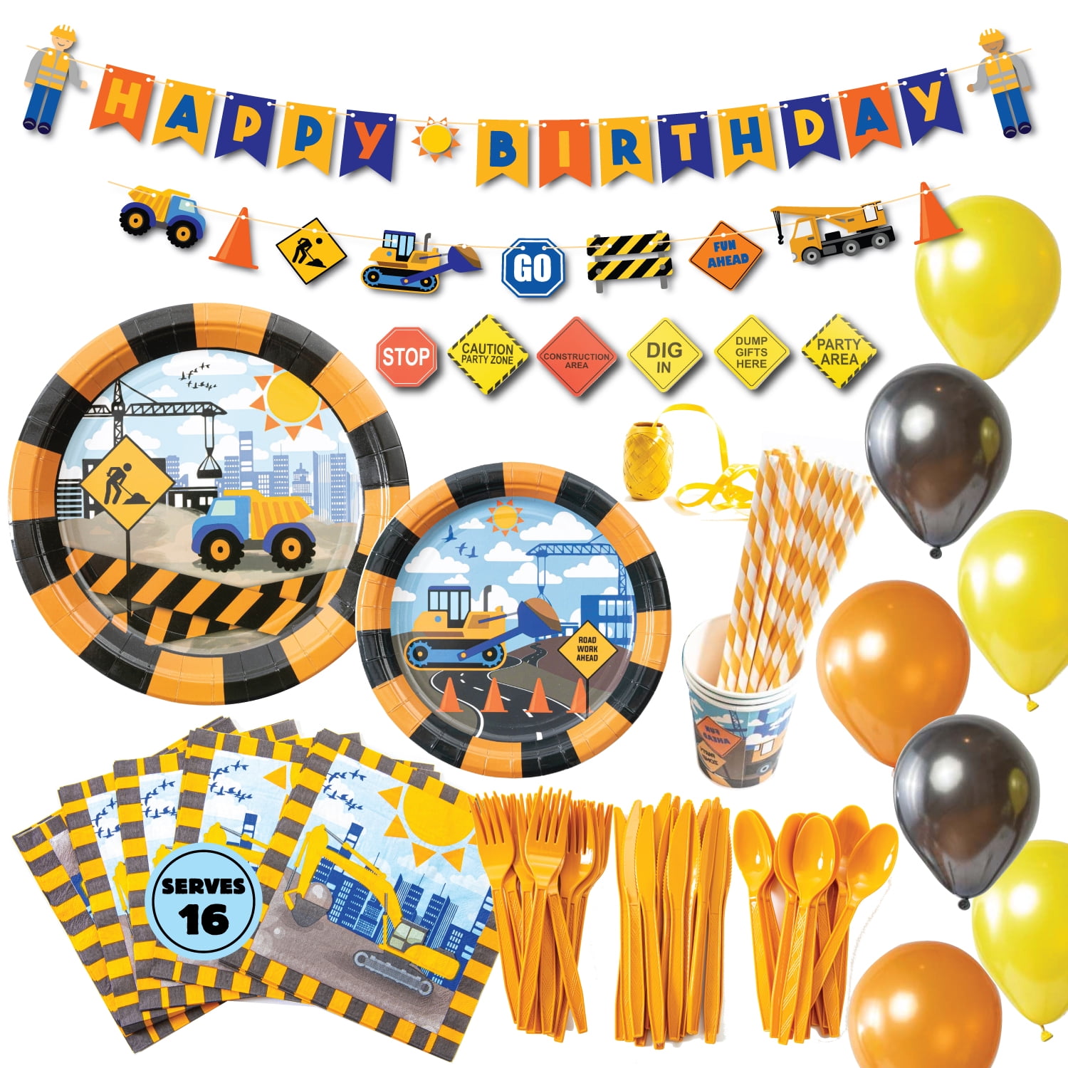 ~ Birthday Party Supplies Dinner Large 20 CONSTRUCTION TRUCKS LUNCH NAPKINS 