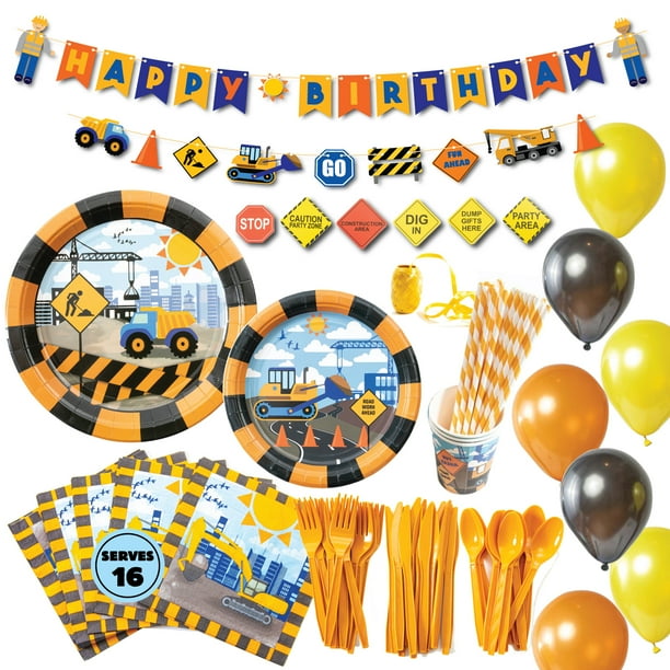 Whoobli Construction Birthday Party Supplies (Serves 16), Complete Dump