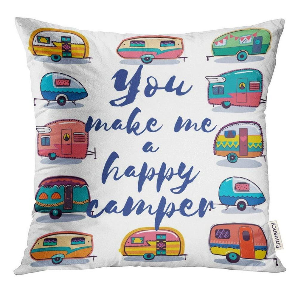 USART Retro You Make Me Happy Camper Trailer Pillow Case 20x20 Inches