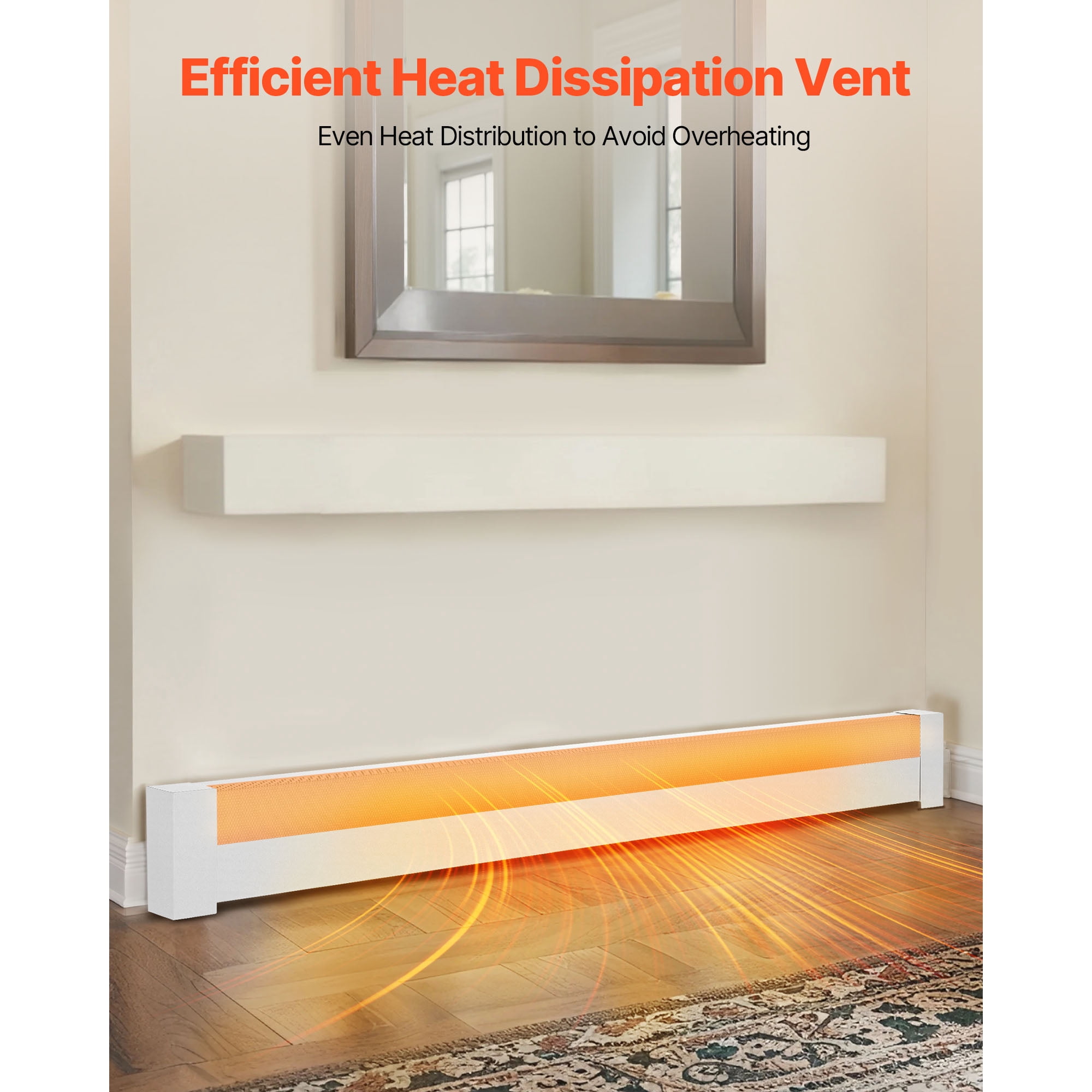 KFFKFF Baseboard Heater Cover Q235A Steel 72.09 x 3.15 x 7.6 inch White